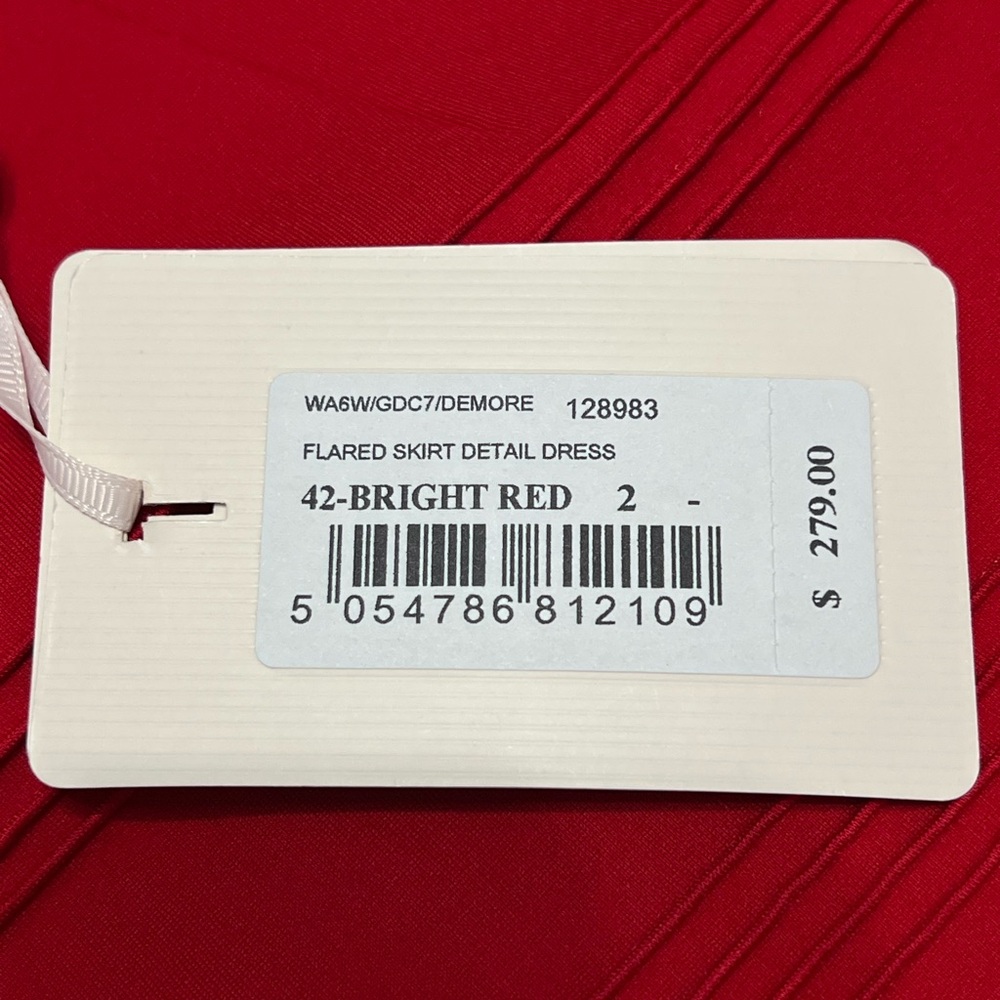 NWT TED BAKER LONDON flared skirt detail dress in bright red size 2 (USA size 6) - Picture 12 of 12